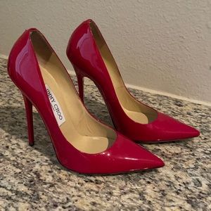 Jimmy Choo Anouk Patent Red Pump. 120mm.